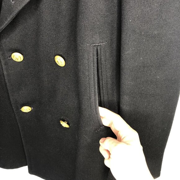 VTG Mens US Navy Coat Overcoat 100% Wool 40R Gold Eagle Buttons Double-breasted - Picture 4 of 12